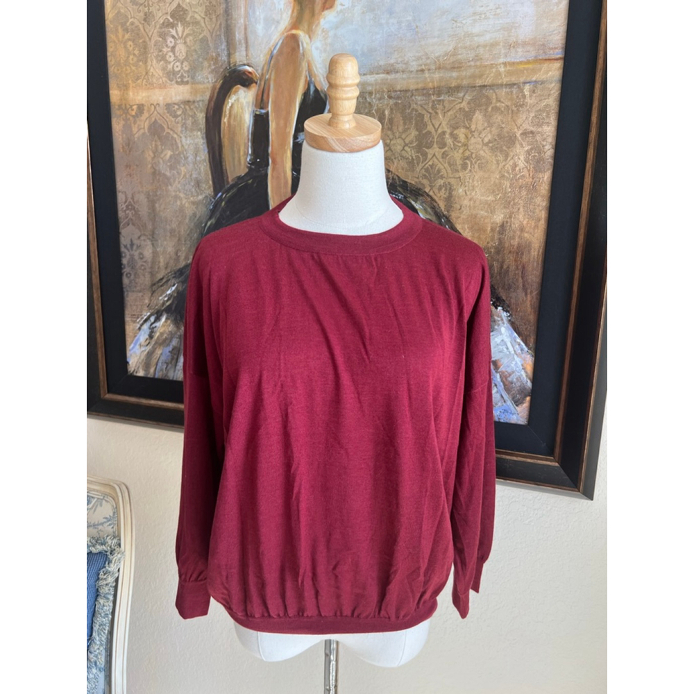NWT Fabiana Filippi Crew Neck Sweater Size 10 Burgundy $866!